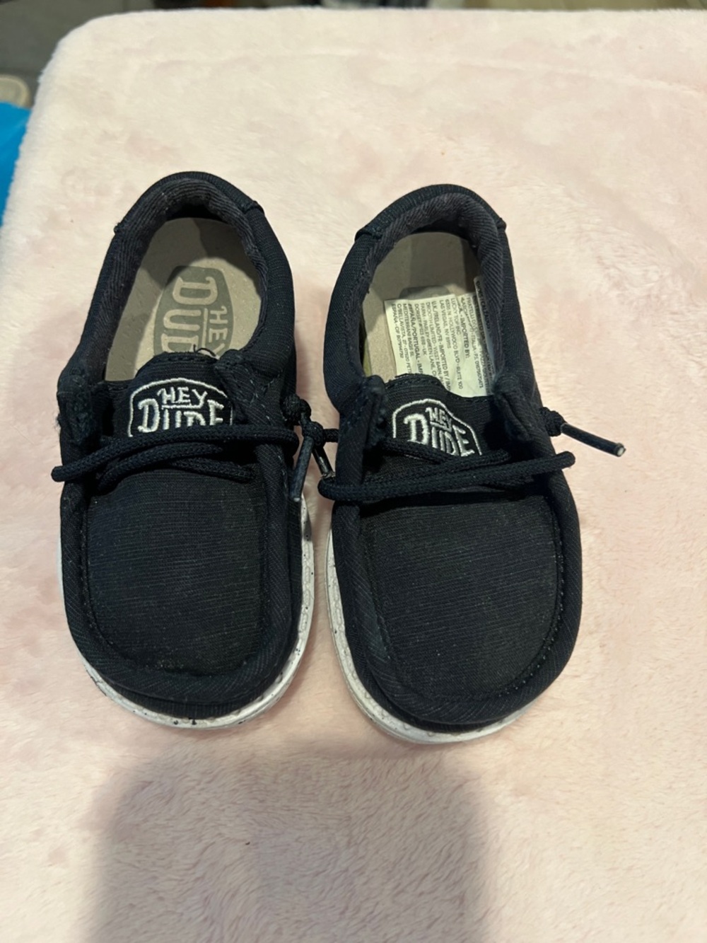 Hey Dude Kids Black Canvas Slip-On Sneakers with White Soles